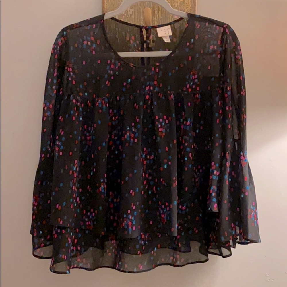 Black Target bell sleeve midi top